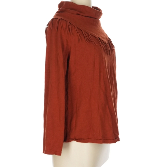 Style & Co Women's Rust Cowl Neck Sweater with Fringe - Size Large - Picture 3 of 5